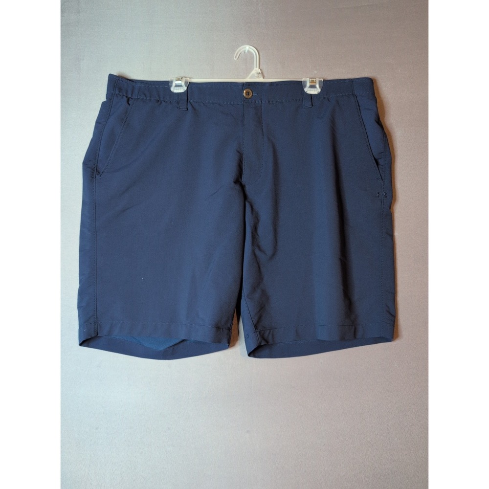 Under Armour UA Golf Shorts Mens 42 Loose Fit Heatgear Navy Blue Stretch 1370083